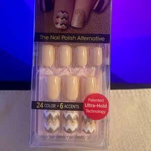 ImPRESS Gel Press on Manicure never opened 💅 Gold, white, and peach